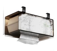 Porte-mouchoirs en acrylique à suspendre pour chambre à coucher, dortoir, salle de bain avec forme carrée sans perçage et cadre en fer PET (gris)