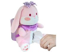 Porte-mouchoirs en peluche en forme de lapin - Housse de boîte à mouchoirs pour accoudoir de voiture avec fonction poubelle 2 en 1, jolie décorative en peluche pour intérieur de voiture, SUV