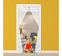Porte Moustiquaire, 195x225cm Magnétique Mailles Ultra Fine Aimants Fermeture Automatique pour Couloirs Portes Patio Rideau Anti Moustique Bogues Pas de Forage (Blanche)
