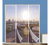 Porte Moustiquaire Aimantée 240x210cm Gauche et Droit Deux côtés Ouverture, Sans Perçage Anti-Moustiques Fibre de verre Moustiquaire Magnétique Porte (Weiss) Blanc