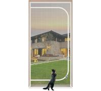 Porte Moustiquaire Améliorée For Chat 85x205cm, Porte Moustiquaire Sans Danger For Les Animaux Avec Fermeture Éclair Double Face, Liberté For Les Chats Et Les Chiens, Idéale For La Porte Du Balcon(Whi