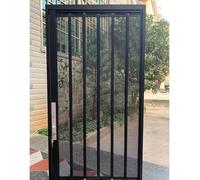 Porte moustiquaire coulissante rétractable en maille ventilée pour maison de grange et chambre à coucher, cadre en métal, sécurité intérieure, porte de terrasse, taille personnalisée (185,4 x 203,2 cm