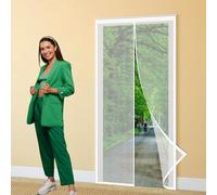 Porte Moustiquaire Magnétique 105 x 290 cm Rideau en Maille Rideaux Toile Insect Ecran pour Couloirs, Portes, Patio, Blanc