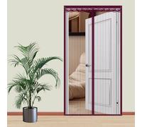 Porte moustiquaire magnétique - 160 x 210 cm (largeur x hauteur), séparation en maille mains libres, rideau marron très résistant pour garder les insectes à l'extérieur, cadre crochet et boucle