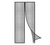 Porte moustiquaire magnétique, 185x215cm, Noir rideaux en maille de porte durables avec aimant, Fermeture Automatique, facile à installer, Moustiquaire à Fermeture Aimantée pour porche et balcon