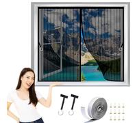 Porte Moustiquaire Magnétique 70 x 70 cm Maille Fine Résistante et Durable, Porte Rideau Porte Magnétique avec Crochet et Ruban de Montage pour Portes et Fenêtres, Noir