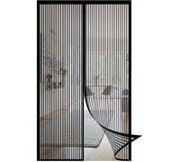 Porte moustiquaire magnétique 80 x 210 cm, bloque insectes, maille filet, permet entrée d’air frais, cuisine ou chambre, noir