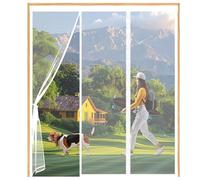 Porte moustiquaire magnétique blanche 230 x 210 cm double maille avec ruban magique plein cadre, porte instantanée adaptée aux animaux et aux enfants pour une promenade facile, idéal pour les maisons