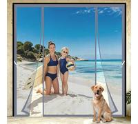 Porte Moustiquaire Magnétique Double Battant 190x205cm Passage mains libres pour un confort optimal adapté aux chiens et chats pour une liberté totale Gris