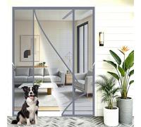 Porte Moustiquaire Magnétique Double Battant 225x195cm Design pliable pour un rangement compact hors saison pour Portes-Fenêtres Balcon Séjour Double Gris