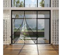 Porte moustiquaire magnétique en fibre de verre pour porte patio coulissante, porte française, porte double 260x210cm moustiquaire de porte avec fermetures magnétiques Noir