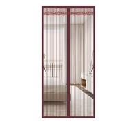 Porte Moustiquaire Magnétique Indéchirable Et Durable Rideau Anti Moustique Doté D'une Bande Velcro De 4 Cm Sur Le Dessus Sans Perçage Fermeture Automatique Pour Balcon(Brown stripes,150 * 220cm)