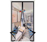 Porte Moustiquaire MagnéTique,Magnet Anti Insecte Screen Door Fermeture Automatique,avec Ruban De Fixation Plein Cadre,pour Couloirs Patio- Black-c|| 105x200cm(41x78inch)