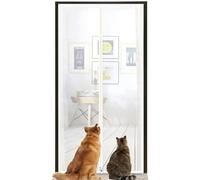 Porte Moustiquaire Renforcée For Chat 90 × 220 Cm, Robuste, Sans Danger For Les Animaux Domestiques, Avec Fermeture Éclair Double Face, Empêche Les Chiens Et Les Chats De Courir À La Maison, À La Cham