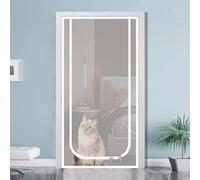 Porte moustiquaire renforcée for chat, moustiquaire for porte for chat, moustiquaire en maille avec fermetures éclair à double sens, porte moustiquaire robuste et amovible for chat(White,150x220cm)