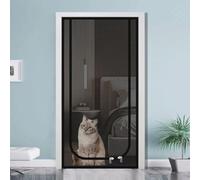 Porte moustiquaire renforcée for chat, moustiquaire for porte for chat, moustiquaire en maille avec fermetures éclair à double sens, porte moustiquaire robuste et amovible for chat(Black,90x190cm)