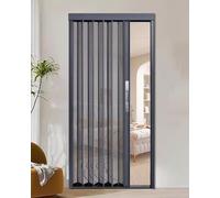 Porte moustiquaire rétractable en accordéon en métal avec cadre en aluminium gris 185,4 x 203,2 cm - Porte intérieure pliable pour balcon, chambre à coucher, placard avec serrure - et solution