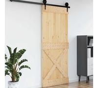 Porte NARVIK en bois de pin massif naturel 95 x 210 cm, porte intérieure battante pliante pour séparation moderne et isolation phonique thermique, usage chambre, garage, placard, maison