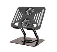 Porte-Notebook - Support Pliant avec Ventilateur pour Bureau et déplacements | Structure Acier Carbone Robuste avec élévateur pour étude, Emploi, Entreprise, Domicile, Chambre, Salon, 24,2x19,5x6,5cm