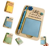 Porte-notes adhésif « Les trucs que je dois me rappeler », porte-notes en bois de qualité supérieure avec bloc-notes et stylo, notes autocollantes, fournitures de bureau amusantes (Blue)