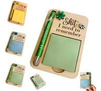 Porte-notes adhésif « Les trucs que je dois me rappeler », porte-notes en bois de qualité supérieure avec bloc-notes et stylo, notes autocollantes, fournitures de bureau amusantes (Green)