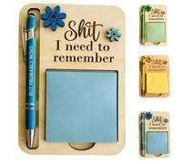 Porte-notes autocollantes The Shit I Need to Remember, distributeur de notes autocollantes en bois amusant avec stylo sarcastique et notes, le cadeau parfait pour votre collègue le plus oublieux (B)