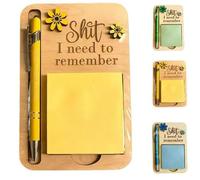 Porte-notes autocollantes The Shit I Need to Remember, distributeur de notes autocollantes en bois amusant avec stylo sarcastique et notes, le cadeau parfait pour votre collègue le plus oublieux (A)