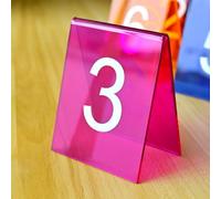 Porte-numéros de table en forme de tente, Numéros de table double face style tente en acrylique 1-100(Pink,1~10)