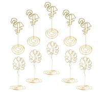 Porte-numéros de Table Hawaïen en Métal, Flamant Rose et Feuille | Réutilisable, Gain de Place, pour Menu et Papier Note, Mariage ou Remise de Diplôme, Or