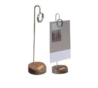 Porte-numéros de table Porte-cartes de table, Support de carte de prix haut de gamme, clip de panneau avec pince en métal/base en bois, lot de 2, porte-cartes, clip d'affichage de panneau, messages de