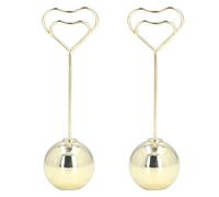 Porte-numéros de table, porte-noms en forme de cœur, pince robuste en métal de qualité supérieure pour décoration de mariage, fête ou bureau. Solide et durable, couleur vive. Lot (cœur rond doré)