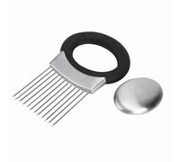 Porte-oignon, trancheur d'oignon, coupe-oignon, fourchette à légumes et pommes de terre en acier inoxydable avec savon anti-odeurs pour la cuisine, la cuisson, le tranchage