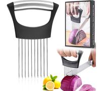 Porte Oignon Trancheuse,1 Pièce Support D'oignon en Acier Inoxydable,Oignon Support Trancher Alimentaire Tranche Assistant Coupe Oignon Manuel pour Viande,Oignons,Pommes de Terre,Tomates,Citrons
