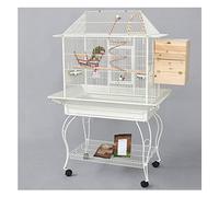 Porte-Oiseaux Cage à Oiseaux de Toit Cage à perroquets avec boîte d'élevage et châssis Mobile Grande Cage à Oiseaux Blanche for Petits perroquets, pinsons, tourtereaux Cages pour Animaux