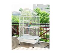 Porte-Oiseaux Grande Cage à Oiseaux Domestique Cage à Perroquet Perroquet avec gobelet d'alimentation Cage d'alimentation adaptée aux Groupes d'oiseaux (Blanc) Cages pour Animaux