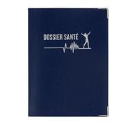 Porte Ordonnance Bleu Marine Fabrication Française Etui Carte Vitale mutuelle Dossier santé Feuilles Maladies