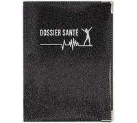 Porte ordonnance gris scintillant étui carte vitale mutuelle made in France gris foncé scintillant G