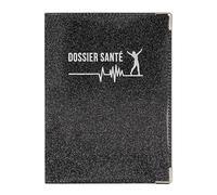 Porte Ordonnance Gris Scintillant Fabrication Française Etui Carte Vitale mutuelle Dossier santé Feuilles Maladies