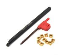 Porte-outil de tournage S08K-SCLCR06 de 8 mm pour barre d'alésage de tour avec 10 inserts CCMT060204-HM, tige en acier de 125 mm de long, clé T8 incluse
