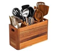 Porte-outils - Avec poignée et compartiment de style rustique à rangement - Porte-outils pour le plan de travail de cuisine, pour cuillères, spatules, ustensiles de cuisine, maison, armoire et table