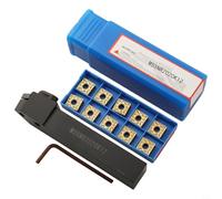 Porte-outils de tournage MSSNR2020K12 avec 10 inserts en carbure SNMG120408 pour travail des métaux CNC, main droite, profil 45°, fixation en acier au carbone
