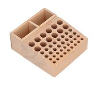 Porte-outils en cuir 2 grilles 46 trous, boîte de rangement en bois pour outils de maroquinerie, support à outils en bois de hêtre avec 2 compartiments pour l'organisation des