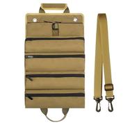 Porte Outils en Toile Oxford, Sacs à Outils Enroulable, 4 Poches Zippées et 2 Pochettes Amovibles, Sac Rangement Outils Vide, Trousse a Outils Portable pour Ménage Charpenterie Électricien Voitures
