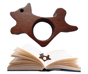 Porte-page en bois - 7,2 x 1,3 x 4,2 cm - Marque-page mains libres - Anneau de pouce ergonomique - Accessoire portable pour étudier, enseigner, étudier, lire des romans