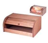 Porte-Pain À Tapparella En Bois Foncé Marron 17x25x38 Cm Maison