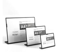 Porte-Panneau A4 / A5 / A6 Présentoir De Table en Forme De T/l, PS Intégré Inion Est Solide Et Durable, Porte-Carte De Menu D’Affichage Publicitaire Vertical pour Restautes, L-Shaped Horizontal, A4