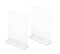 Porte-panneau en Acrylique A6 Double Face 2 Pièces, Support T | Transparent, Affichage Vertical de Bureau, Changement Rapide du Contenu, pour Cartes, Documents et Qr Code