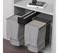 Porte Pantalon Coulissant 58.5cmx46cm Porte-Pantalons Extensible Alliage D'aluminium Rack À Pantalons Extensible Amortissement À Double Rangée Garde-Robe Extractible Tringle De Placard Coulissante