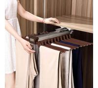 Porte-pantalons Coulissant, 22bras Extensibles, Support À Pantalons En Acier, Tringle Coulissante Pour L'organisation Des Placards, Porte-jeans Et Pantalons, Cintres Coulissants Pour Pantalons(Brown)