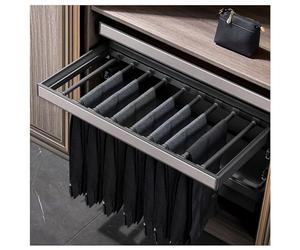 Porte-pantalons coulissant amovible et extensible avec système de rangement pour penderie, tringle à cintres coulissante à roulettes, système de butée pour tiroir de penderie, rail coulissan